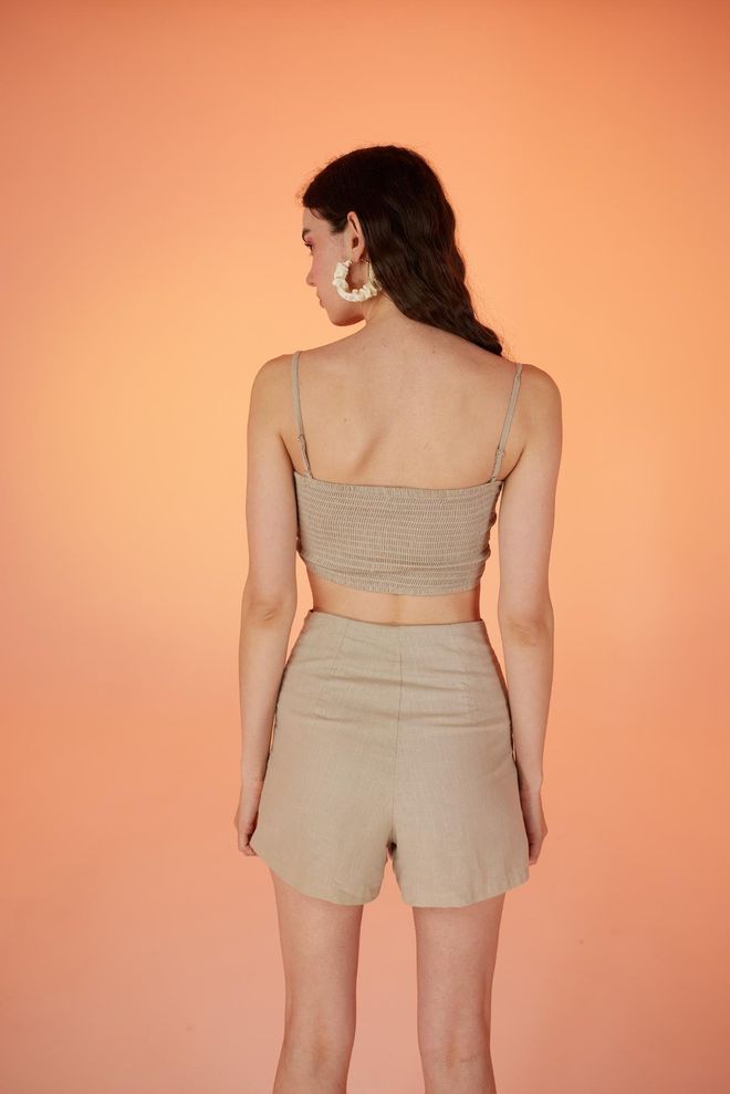 Holly Lolly Rise Shorts Beige Wholesale Clothing Formal