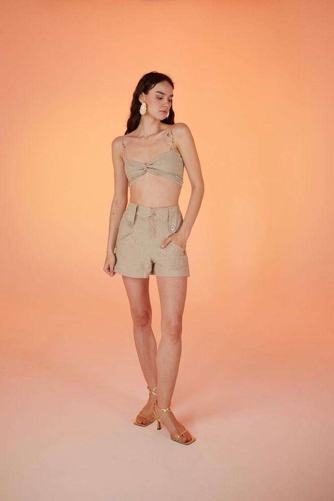 Holly Lolly Rise Shorts Beige Wholesale Clothing Summer