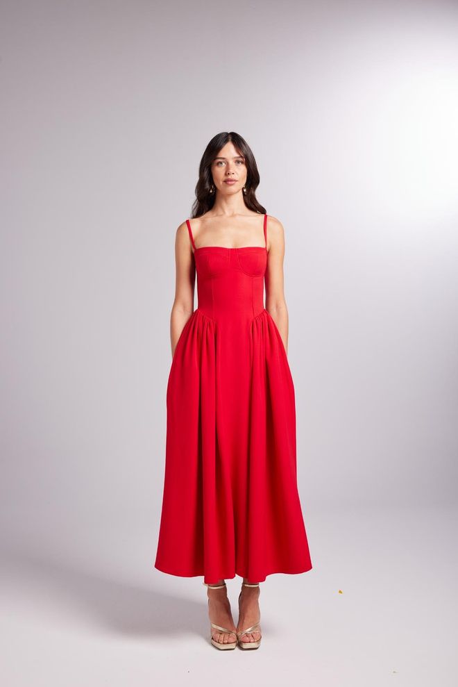 Holly Lolly Überbrücktes Kleid Rot Großhandelskleidung Elegant