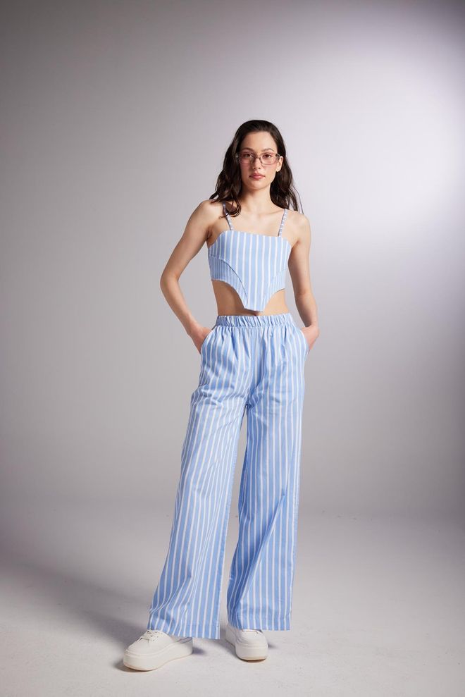 Holly Lolly Pantalon Harmonie Bleu Vêtements en gros Décontracté
