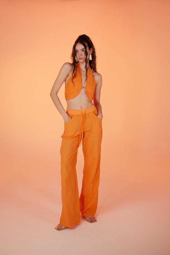 Holly Lolly Pantalon Taille Orange Vêtements en gros Décontracté