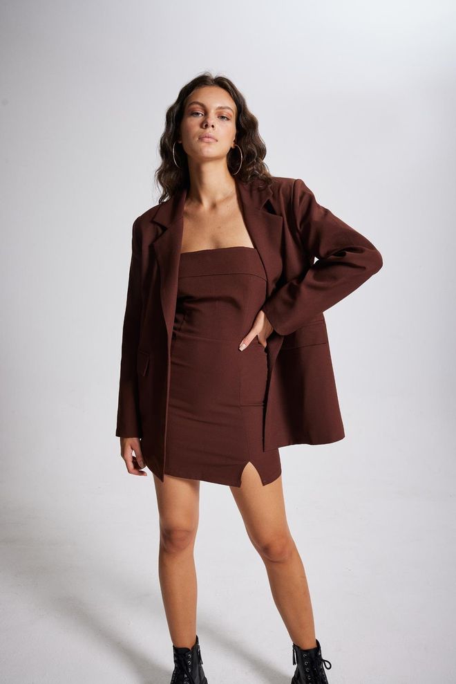 Holly Lolly Panky Blazer Jacket Brown Wholesale Clothing Winter