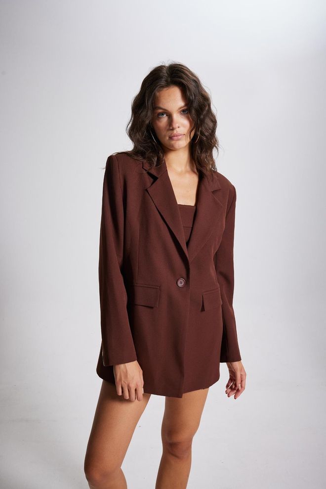 Holly Lolly Panky Blazer Jacket Brown Wholesale Clothing 2