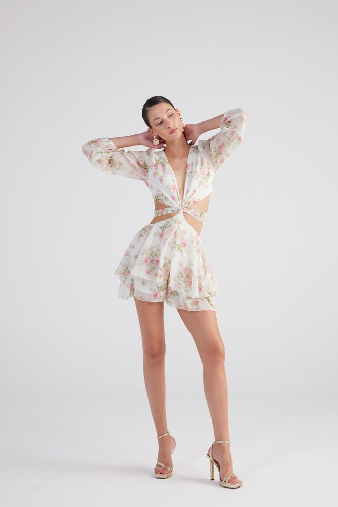 Holly Lolly Amalfi Kleid Ecru Großhandelskleidung Niedlich