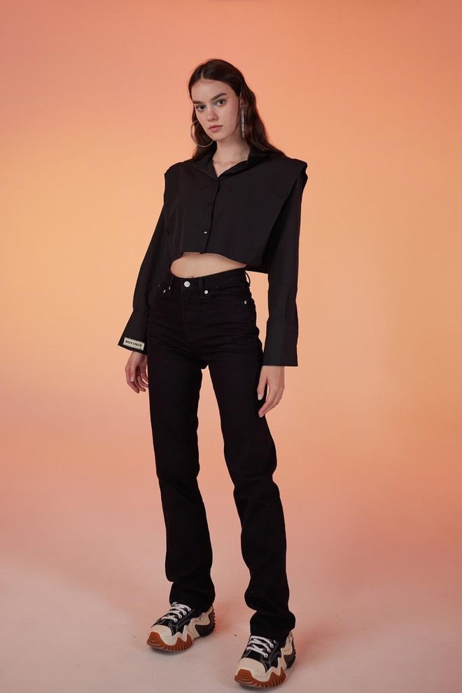 Holly Lolly Pantalon En Jean Noir Vêtements en gros Décontracté
