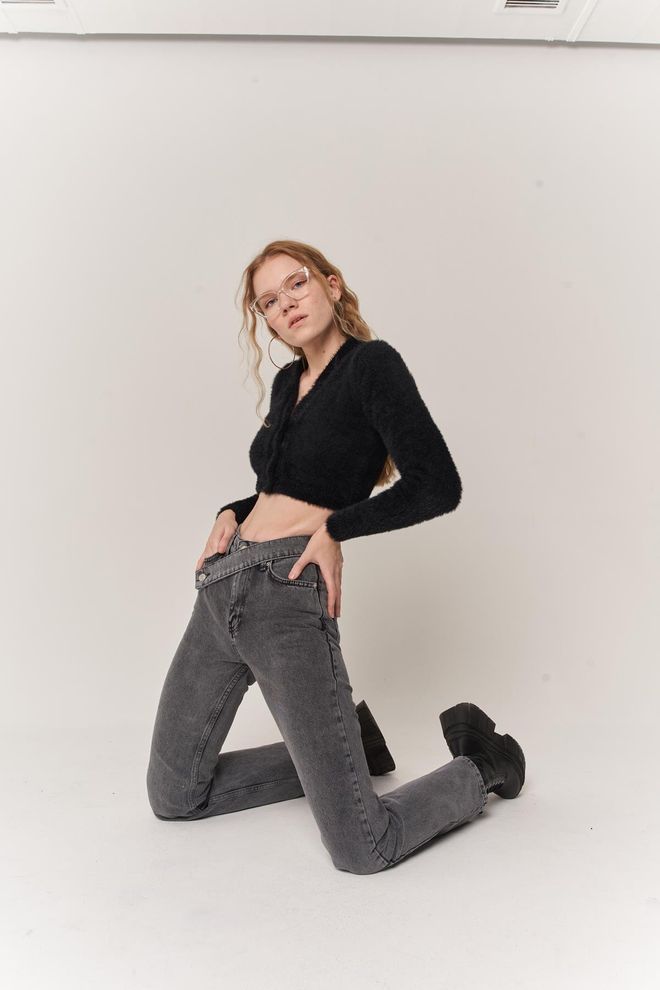Holly Lolly Pantalon Fuerza Jean Gris Vêtements en gros Décontracté