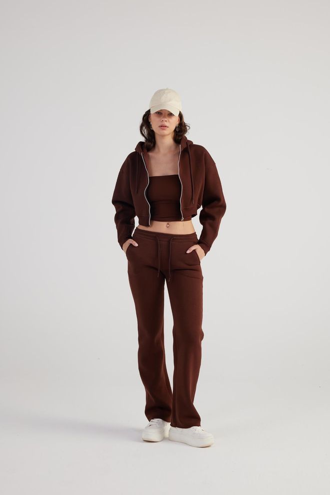 Holly Lolly Mixed Sweatpants Brown Wholesale Clothing No Fabric