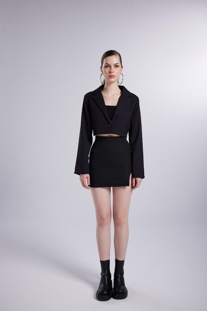 Holly Lolly سترة بانكي سوداء ملابس بالجملة لا يوجد قماش