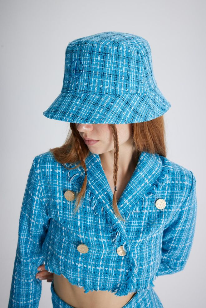 Holly Lolly Tweed Bucket Hat Blue Wholesale Clothing 1