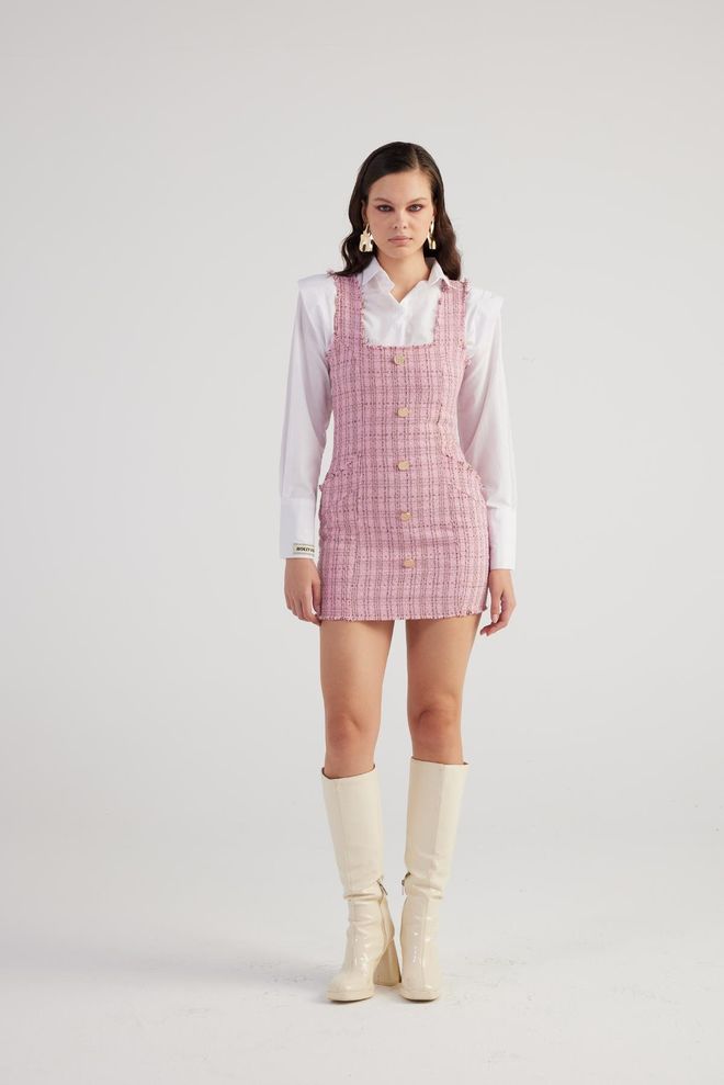 Holly Lolly Φόρεμα Τουίντ Ροζ Χονδρικό εμπόριο ενδυμάτων Casual