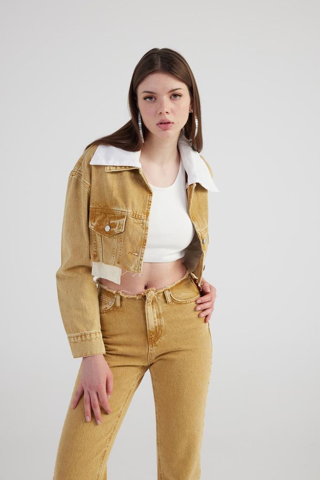 Holly Lolly Veste Jean Camel Vêtements en gros Décontracté