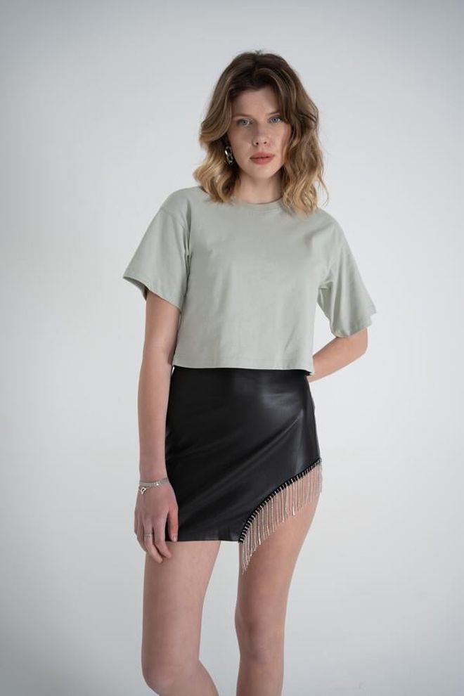 Holly Lolly Crew Neck T Shirt Khaki Wholesale Clothing Casual