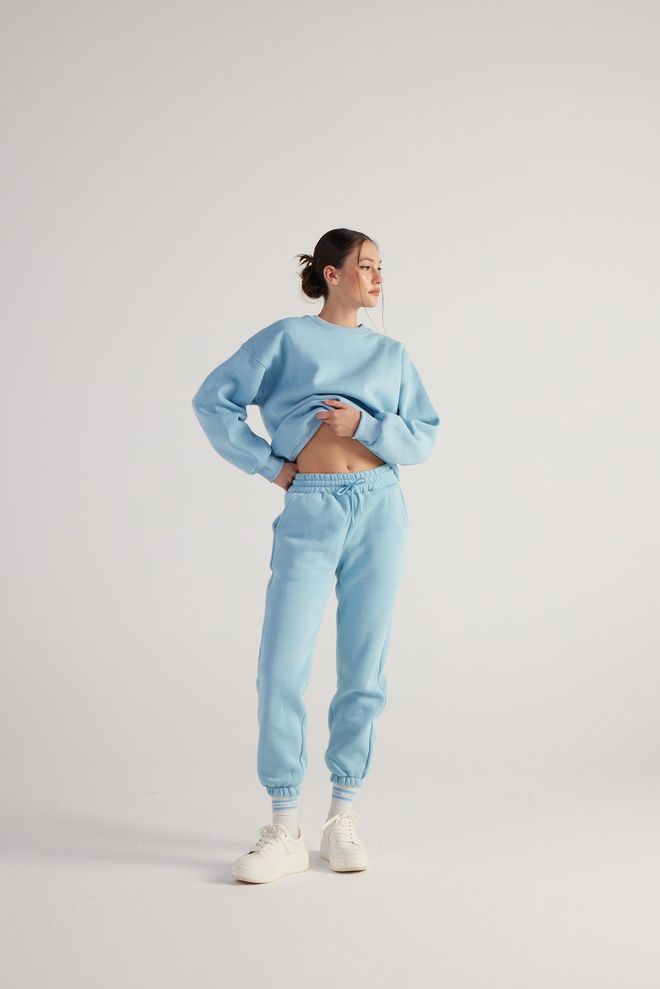 Holly Lolly Flauschige Jogginghose Blau Großhandelskleidung Lässig