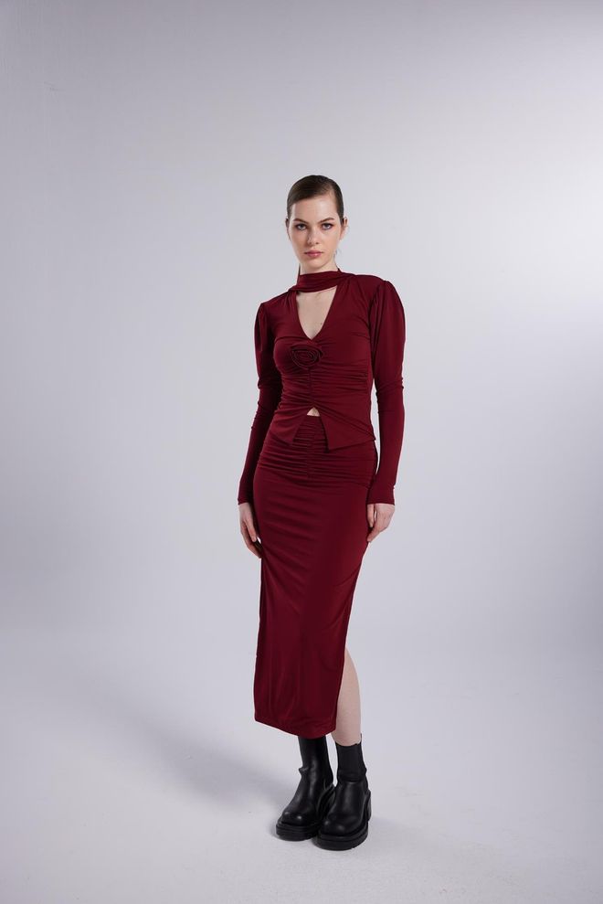 Holly Lolly Jupe Serre Rouge Claret Vêtements en gros Décontracté