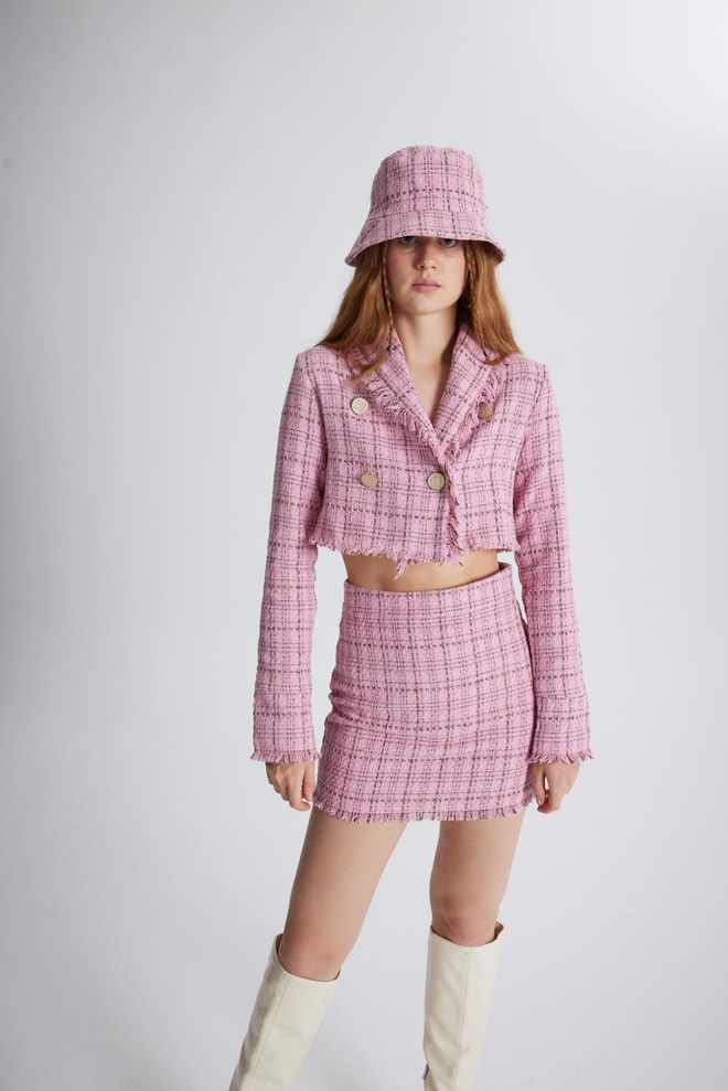 Holly Lolly Tweed Bucket Hat Pink Wholesale Clothing 3
