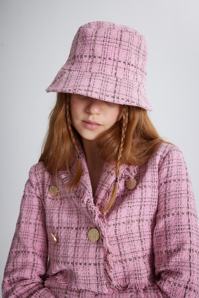 Holly Lolly Tweed Bucket Hat Pink Wholesale Clothing 1