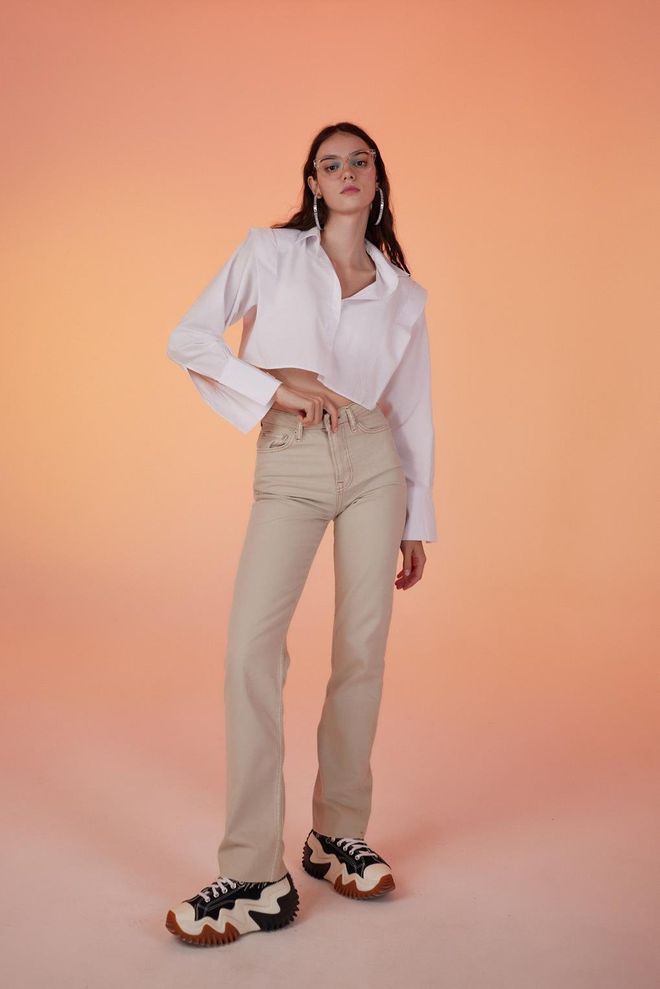 Holly Lolly Pantalon Jean Sagrado Beige Vêtements en gros Décontracté