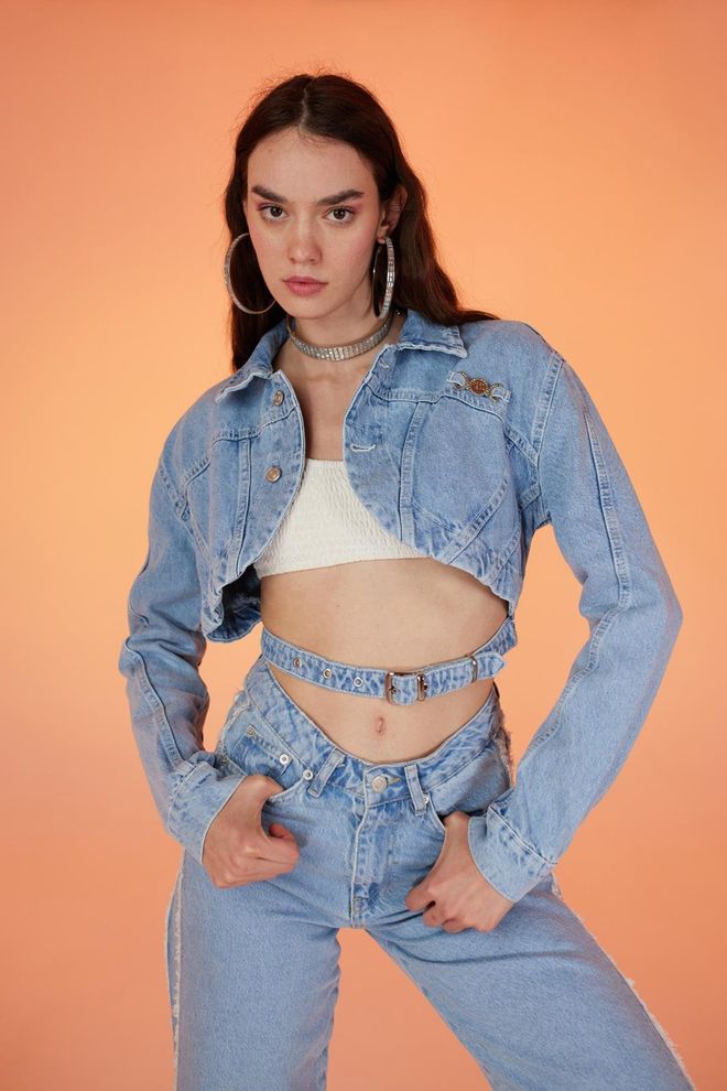 Holly Lolly Veste Jean Biana Bleu Vêtements en gros Streetwear