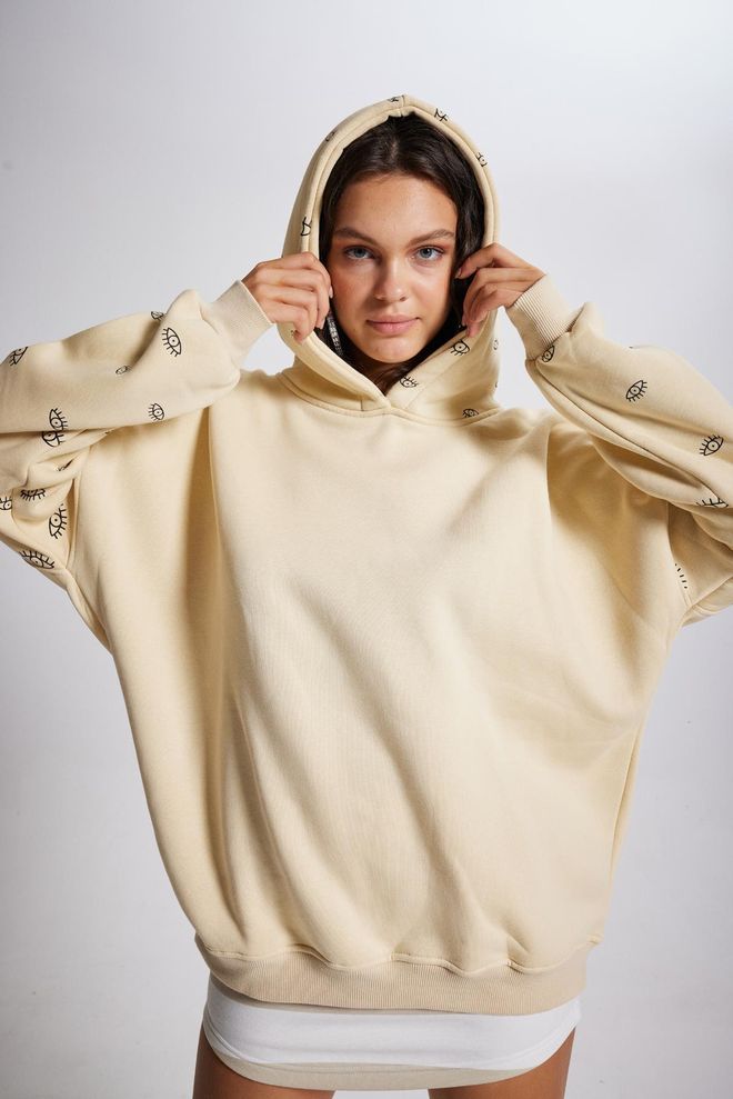 Holly Lolly Eye Sweatshirt Beige Wholesale Clothing No Fabric