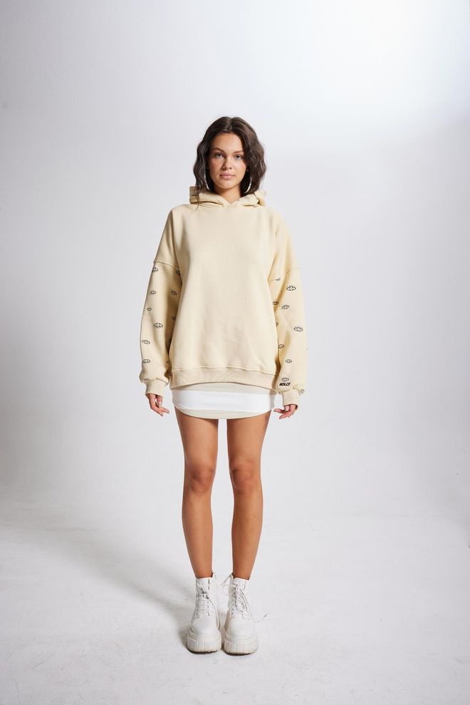 Holly Lolly Eye Sweatshirt Beige Wholesale Clothing Lounge