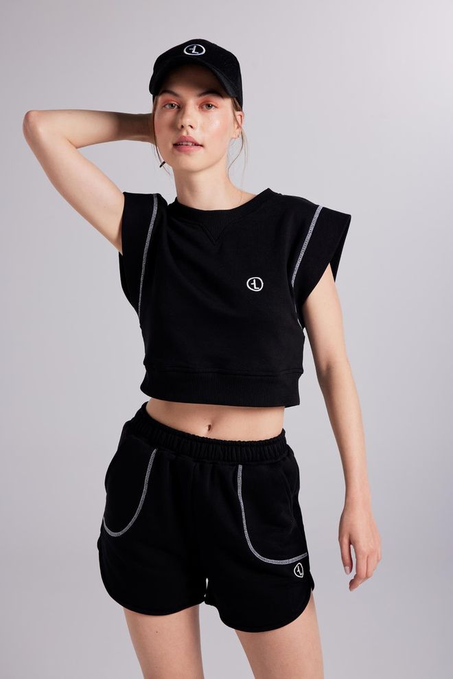 Holly Lolly Maglietta Rhode Nera Abbigliamento all'ingrosso Sportivo