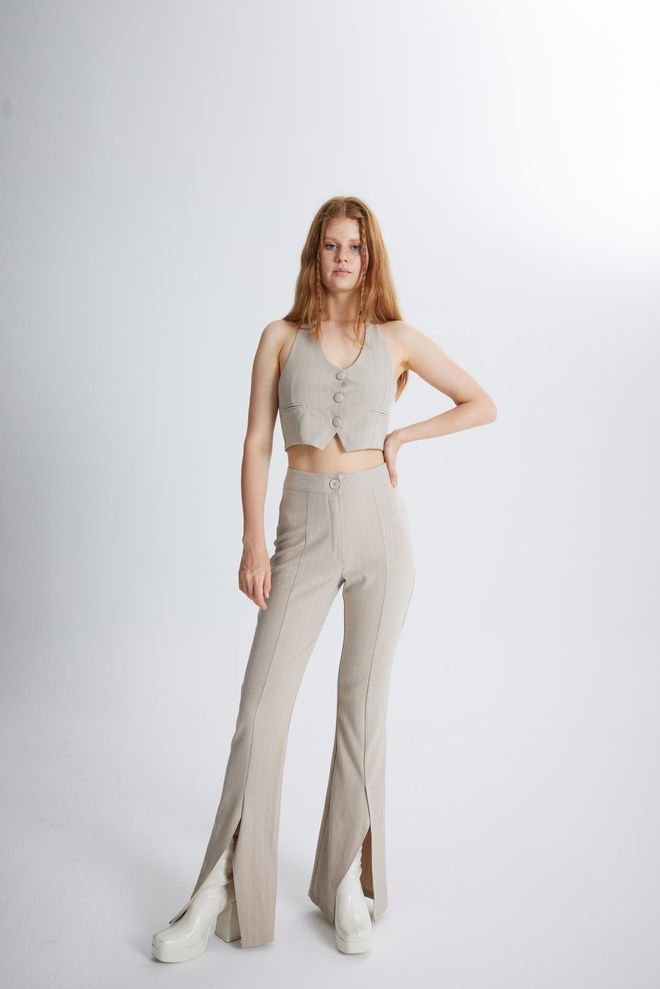 Holly Lolly Algo Broek Beige Groothandel Kleding Formeel