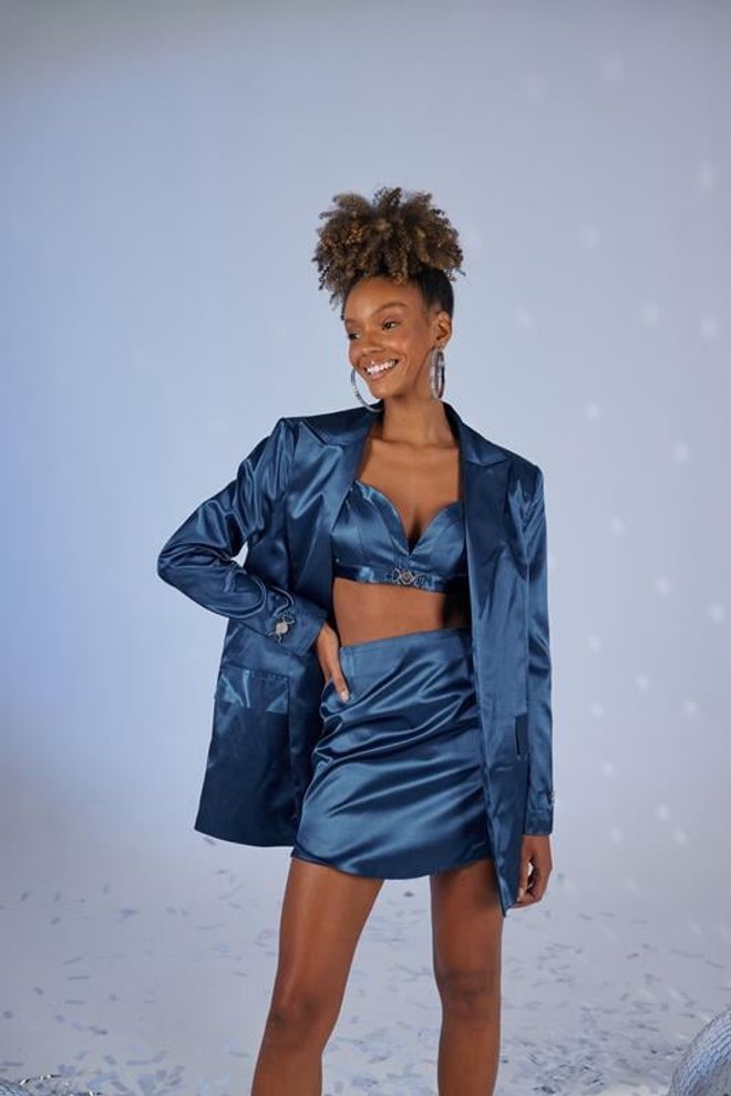Holly Lolly Veste Blazer Fantaisie Bleu Marine Vêtements en gros Décontracté