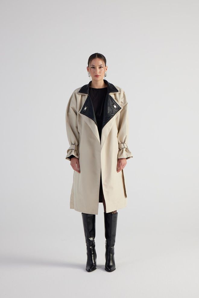 Holly Lolly Manteau Trench Beige Vêtements en gros Décontracté