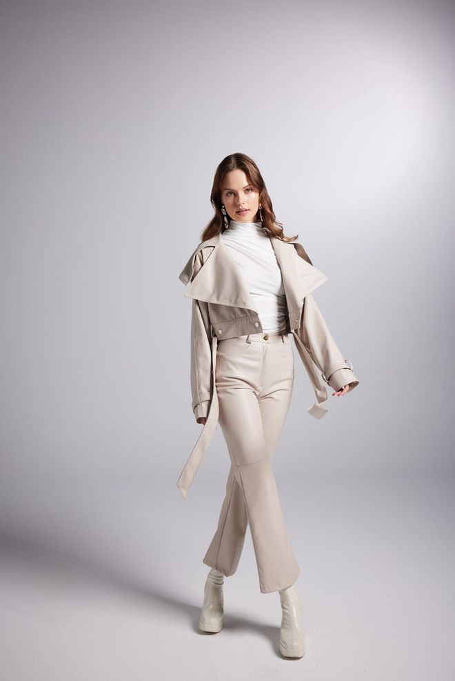 Holly Lolly Pantalon Cuir Lucy Beige Vêtements en gros Formel