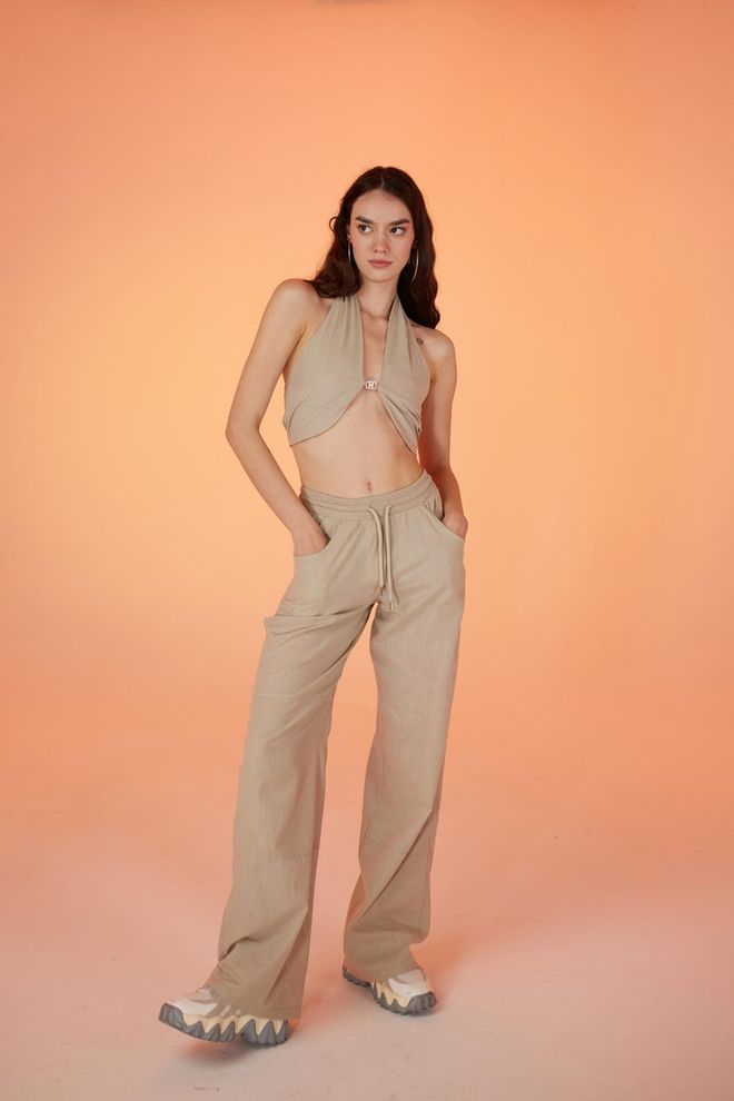 Holly Lolly Pantalon Taille Beige Vêtements en gros Décontracté