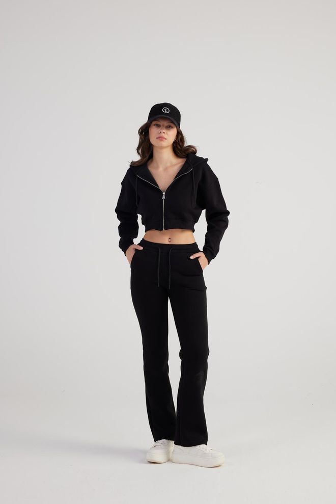 Holly Lolly Mixed Sweatpants Black Wholesale Clothing Winter