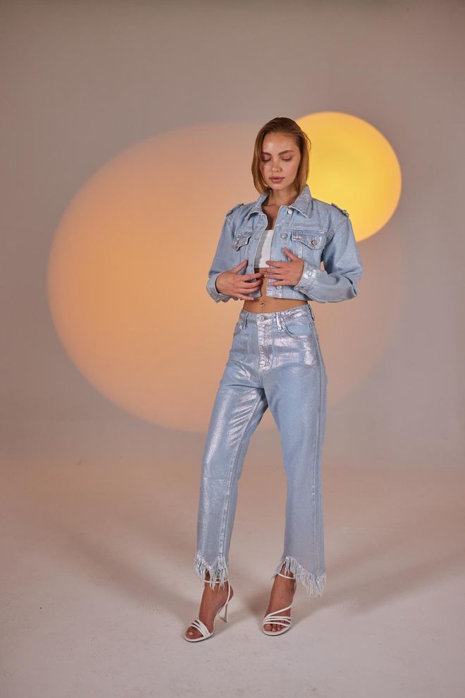 Holly Lolly لامعة جان سترة زرقاء ملابس بالجملة 2