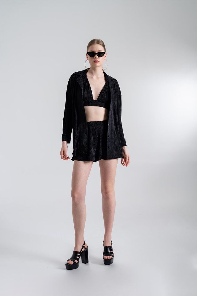 Holly Lolly Comfy Shorts Black Wholesale Clothing No Fabric