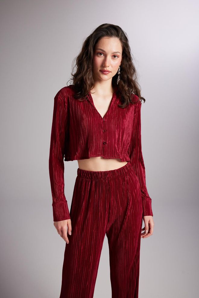 Holly Lolly Comoda Camicia Corta Bordeaux Abbigliamento all'ingrosso Casuale