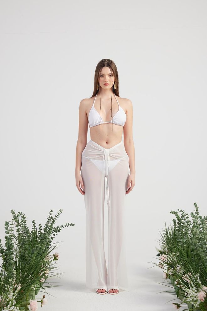 Holly Lolly Pantalón Pareo Fruncido Blanco Ropa al por mayor Casual