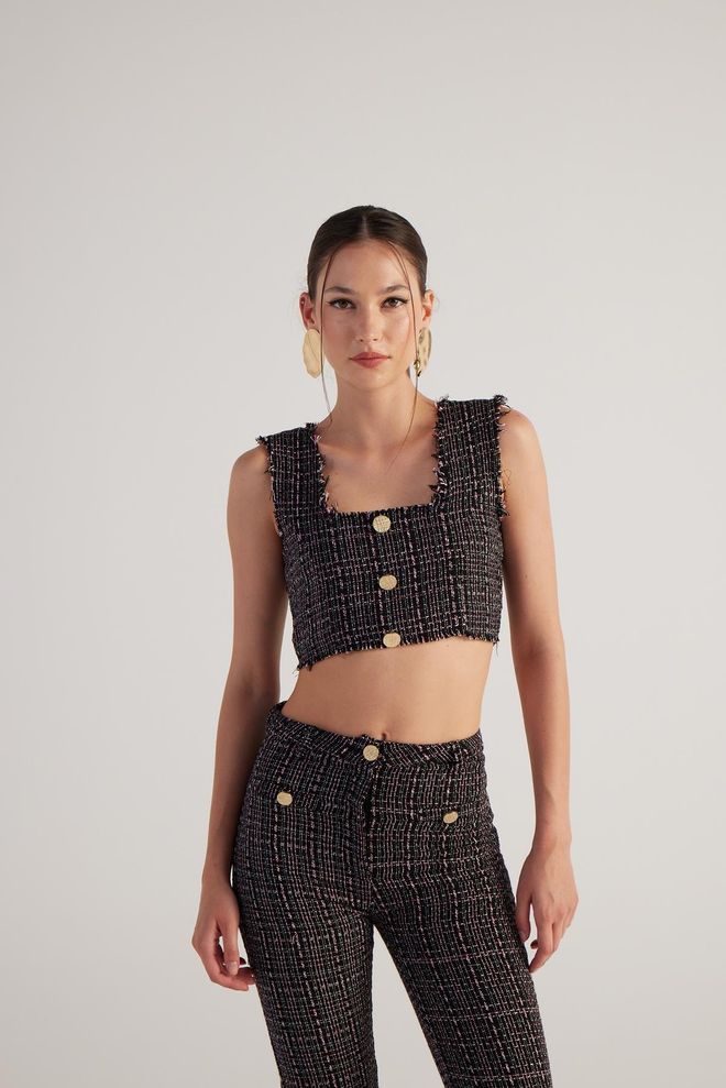 Holly Lolly Tweed Bustier Zwart Groothandel Kleding Verjaardag