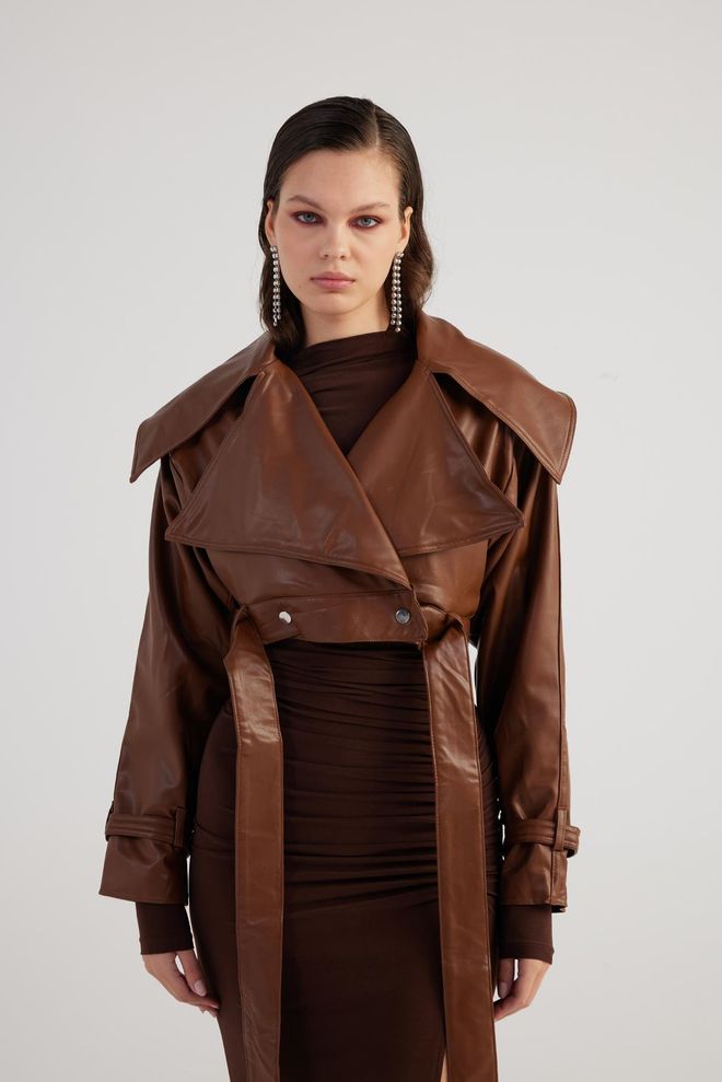 Holly Lolly Veste En Cuir Neeko Marron Vêtements en gros Décontracté