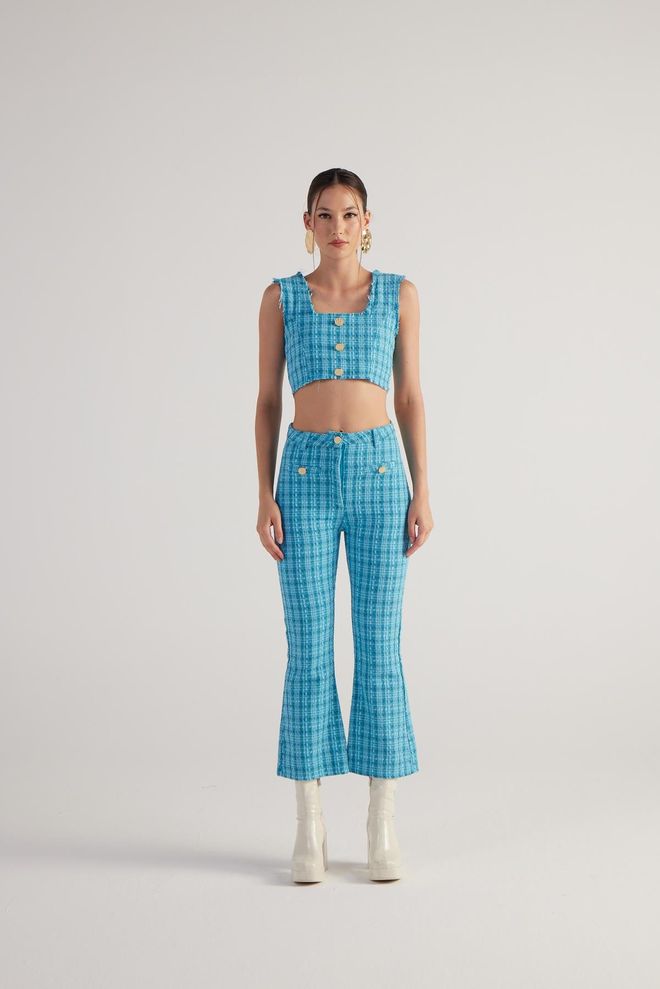 Holly Lolly Твеед Панталоне Плаве Велепродаја одеће Зима