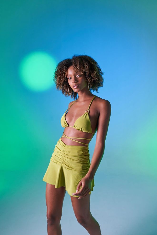 Holly Lolly High Waist Pleated Detail Skirt Green Wholesale Clothing Beach