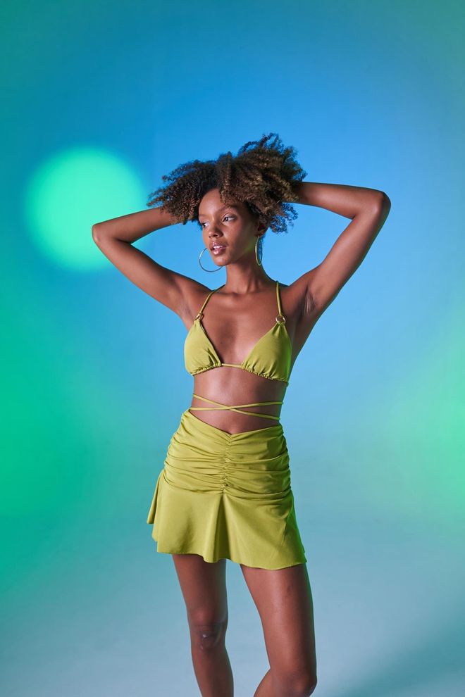 Holly Lolly High Waist Pleated Detail Skirt Green Wholesale Clothing 4