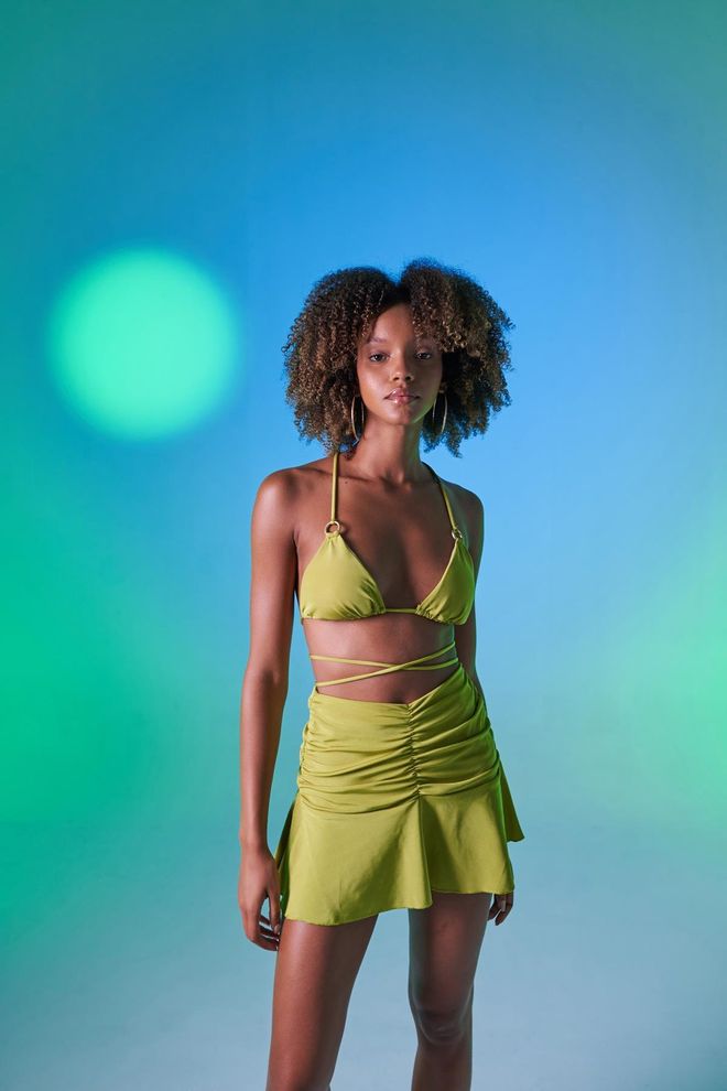 Holly Lolly High Waist Pleated Detail Skirt Green Wholesale Clothing Summer