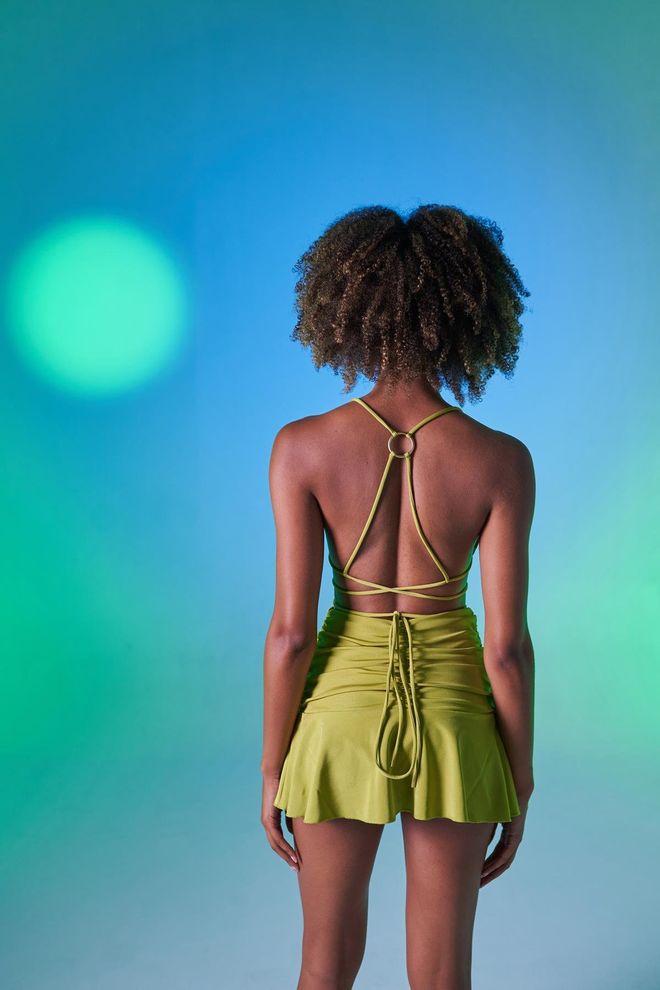 Holly Lolly High Waist Pleated Detail Skirt Green Wholesale Clothing No Fabric