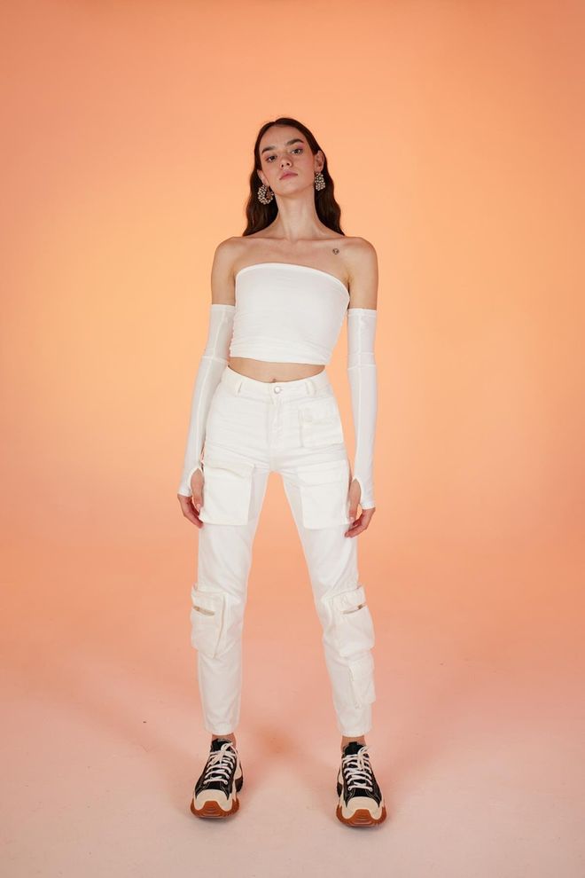 Holly Lolly Pantalon En Jean Blanc Vêtements en gros Décontracté