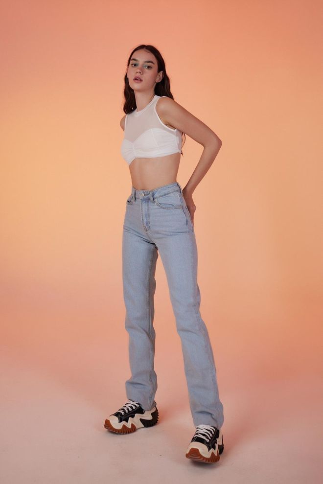 Holly Lolly Pantalon Jean Bleu Glace Vêtements en gros Décontracté