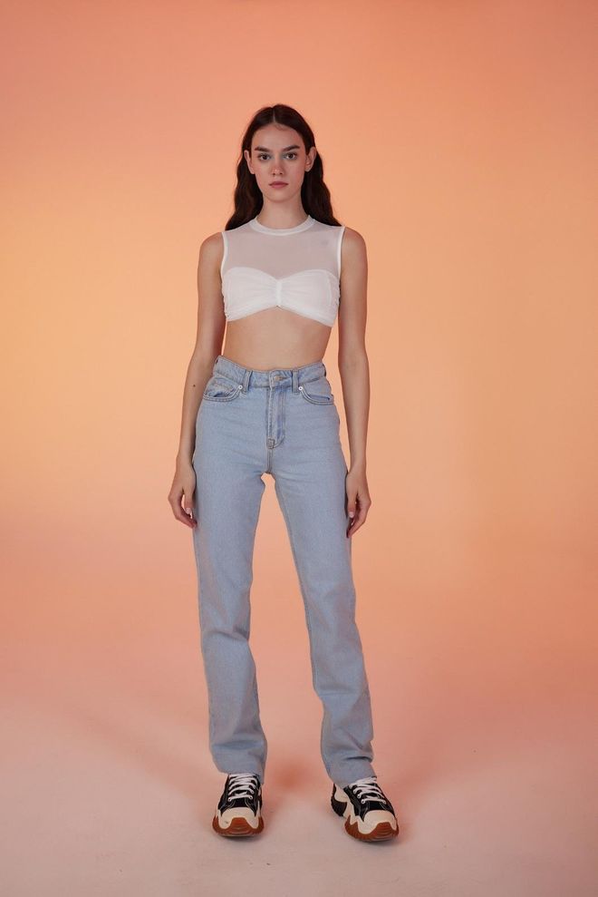 Holly Lolly Calça Jeans Azul Gelo Roupas por atacado Roupa de rua