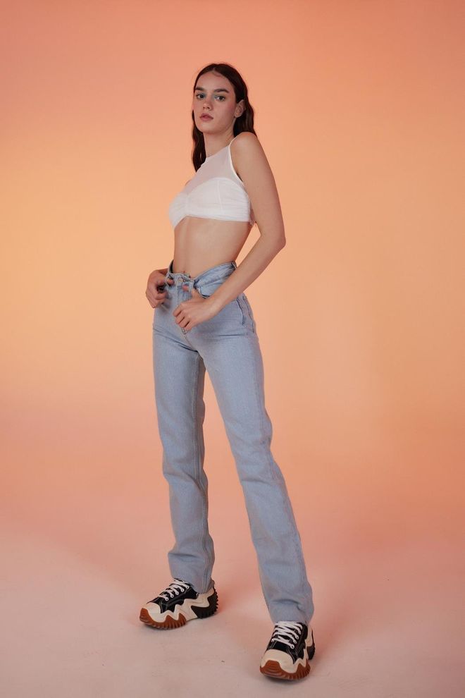 Holly Lolly Calça Jeans Azul Gelo Roupas por atacado Aniversário