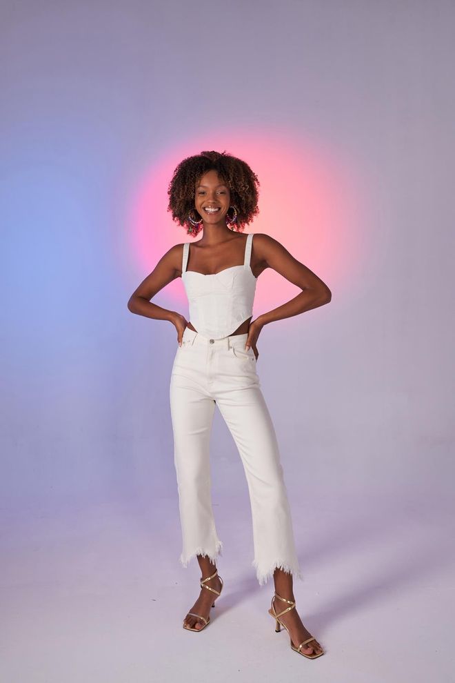 Holly Lolly Pantalon En Jean Blanc Vêtements en gros Décontracté