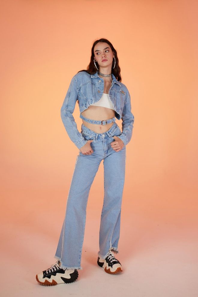 Holly Lolly Pantalon En Jean Bleu Vêtements en gros Décontracté