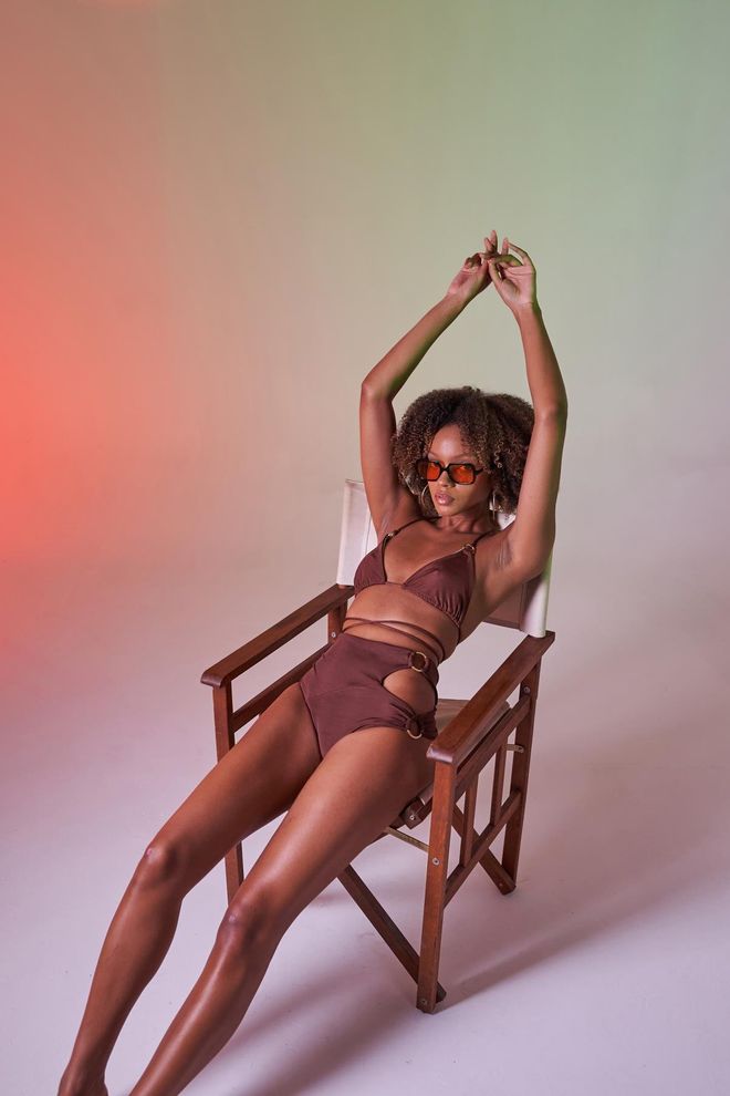 Holly Lolly High Waist Bikini Bottom Brown Wholesale Clothing 0