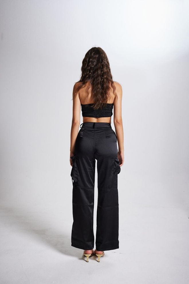 Holly Lolly Crop Model Underwire Satin Bustier Black Wholesale Clothing 5